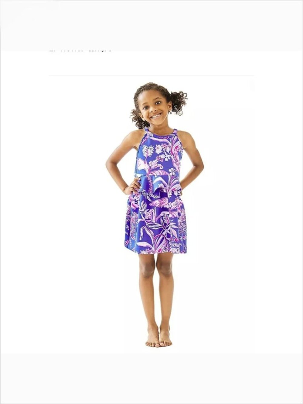 Lilly Pulitzer Toddler Girl Caesara Dress XS 2-3 Peplum Iris Blue Wild Within